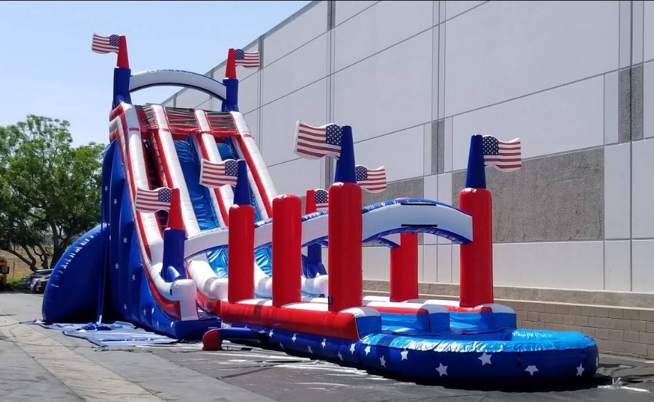All American Dual Water Slide with Pool Rental Chicago IL Patriotic